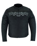 Men's Textile Scooter Style Jacket w/ Reflective Skulls