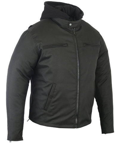 All-Season Men's Textile Cruiser Jacket with Removable Hood