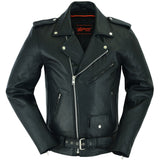 Men's Classic Plain Side Police Style M/C Jacket - TALL