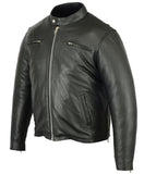 Men's Sporty Cruiser Leather Jacket with Removable Hood