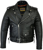 Men's Classic Side Lace Police Motorcycle Jacket with Smart Access Pockets