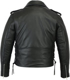 Men's Classic Side Lace Police Motorcycle Jacket with Smart Access Pockets