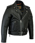 Men's Classic Side Lace Police Motorcycle Jacket with Smart Access Pockets