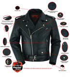 Men's Motorcycle Leather Jacket - Black