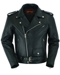 Men's Motorcycle Leather Jacket - Black