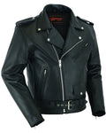 Men's Motorcycle Leather Jacket - Black