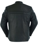 Men's Sporty Lightweight Leather Cross Over Jacket - Black