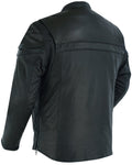 Men's Sporty Lightweight Leather Cross Over Jacket - Black