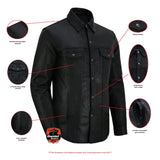 Men's Premium Lightweight Leather Shirt - Black