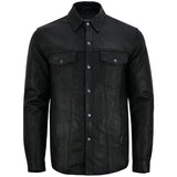 Men's Premium Lightweight Leather Shirt - Black