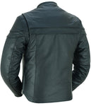 Men's Sporty Cowhide Leather Jacket - Black