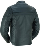 Men's Sporty Cowhide Leather Jacket - Black