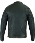 Men's Modern Utility Lambskin Leather Jacket - Olive