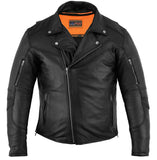 Men's Modern Longer Beltless Biker Leather Jacket - Black