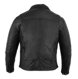 Men's Modern Longer Beltless Biker Leather Jacket - Black