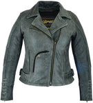 Must Ride  Women Motorcycle Leather  Jacket - Gray