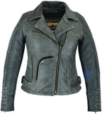 Must Ride  Women Motorcycle Leather  Jacket - Gray