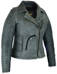 Must Ride  Women Motorcycle Leather  Jacket - Gray