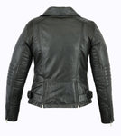 Women's Updated  Black Leather Lightweight Stylish M/C Jacket