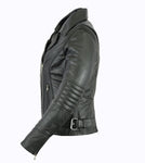 Women's Updated  Black Leather Lightweight Stylish M/C Jacket