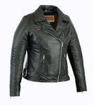 Women's Updated  Black Leather Lightweight Stylish M/C Jacket