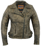 Women's Updated Stylish Antique Brown Leather M/C Jacket