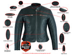 Women's Jazzy Full Cut Milled  Motorcycle Leather Jacket