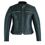 Women's Jazzy Full Cut Milled  Motorcycle Leather Jacket