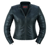 Women's Stylish Lightweight Leather Motorcycle Jacket – Black