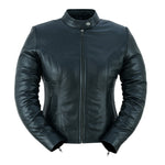 Women's Stylish Lightweight Leather Motorcycle Jacket – Black