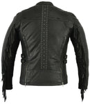 Women's Fringe Leather Motorcycle Jacket – Black