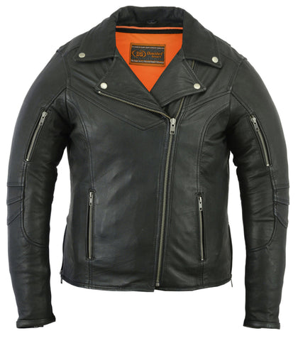 Women's Modern Longer  Beltless Motorcycle Leather Jacket –  Black