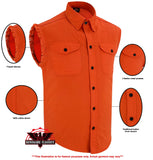 Men's Orange Lightweight Sleeveless Denim Shirt