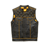 Finish Line - Gold Checker - Men's Motorcycle Leather Vest