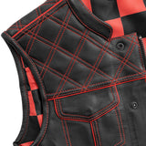 Finish Line - Red Checker - Men's Motorcycle Leather Vest