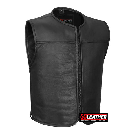 Club Elite - Leather Vest with Full Side Zippers
