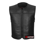 Club Elite - Leather Vest with Full Side Zippers
