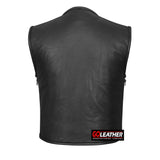 Club Elite - Leather Vest with Full Side Zippers