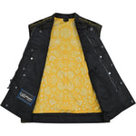 Gloom Gold Men's Black Mesh Textile Vest with Yellow Thread Detailing