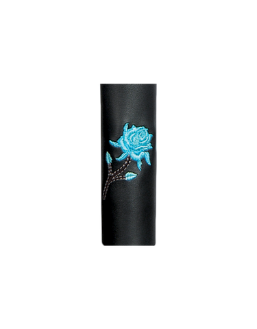 Black cowide Leather teal rose