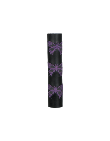 Black Leather Ponytail Wrap pruple Butterflies