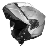 Daytona Glide Modular Motorcycle Helmet - DOT Approved, Bluetooth Ready, Dual Visor, Men/Women/Youth- Silver Metallic
