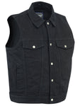 Snap Front Men's Denim Motorcycle Vest  - Black