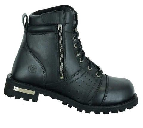 Men's 6'' Side Zipper Plain Toe Boot W/Perforation