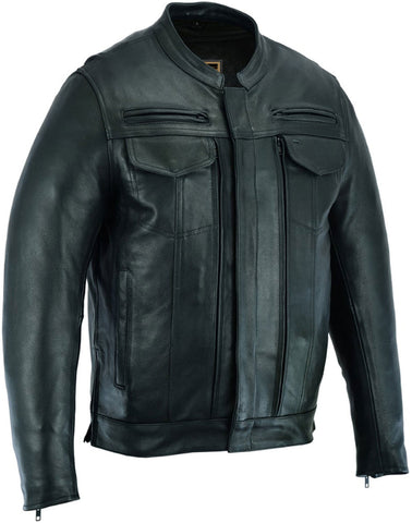 Men's Black Utility Style Motorcycle Jacket