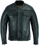 Men's Black Utility Style Motorcycle Jacket