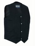 Men's Traditional Motorcycle Denim Vest with Plain Sides