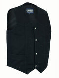Men's Traditional Motorcycle Denim Vest with Plain Sides
