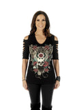 Women's Devilish Cuts Cold Shoulder Top