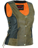 Women's Vest with Grommet and Lacing Accents - Two Tone